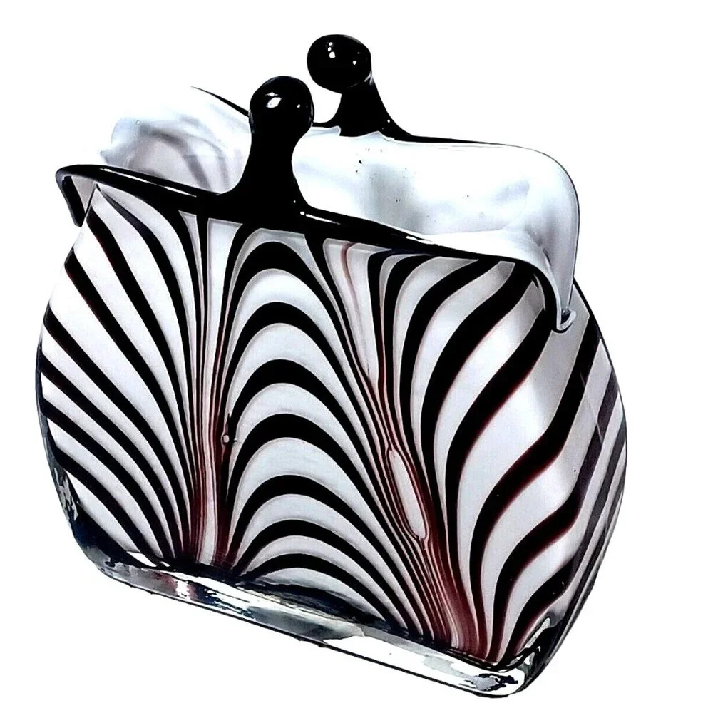 Rare Murano Optical Illusion MCM Vtg Handbag Purse Art Glass Vase Planter 1960s - Picture 1 of 10
